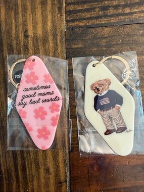 Roper Keychains with Playful Script/Graphics (Pink & White Available Only)